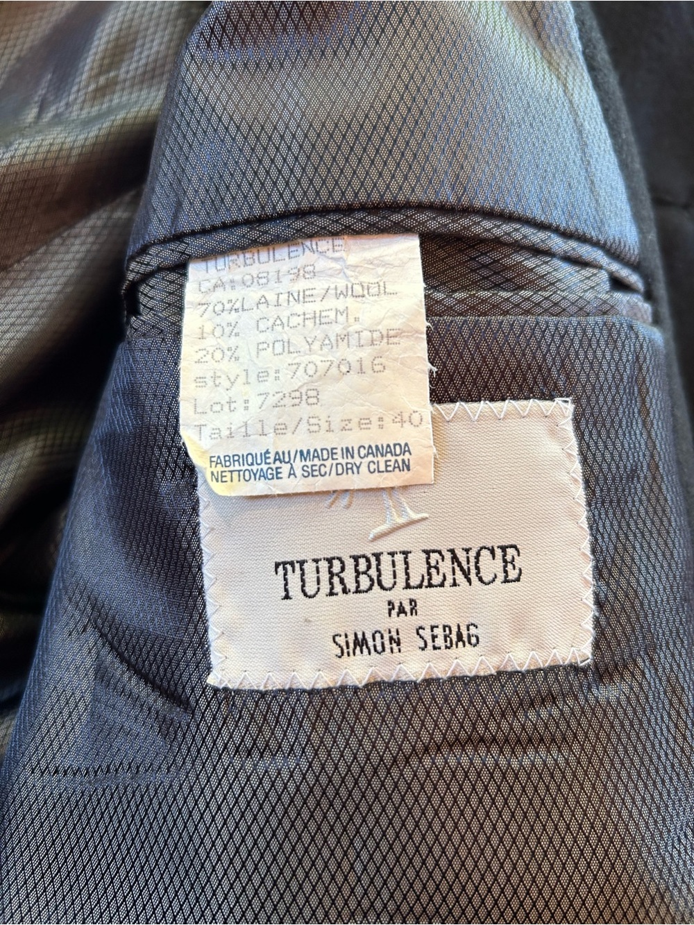 Turbulence par Simon Sebag Wool Cashmere Mao Collar Jacket Made in Canada 40 M - Picture 6 of 12